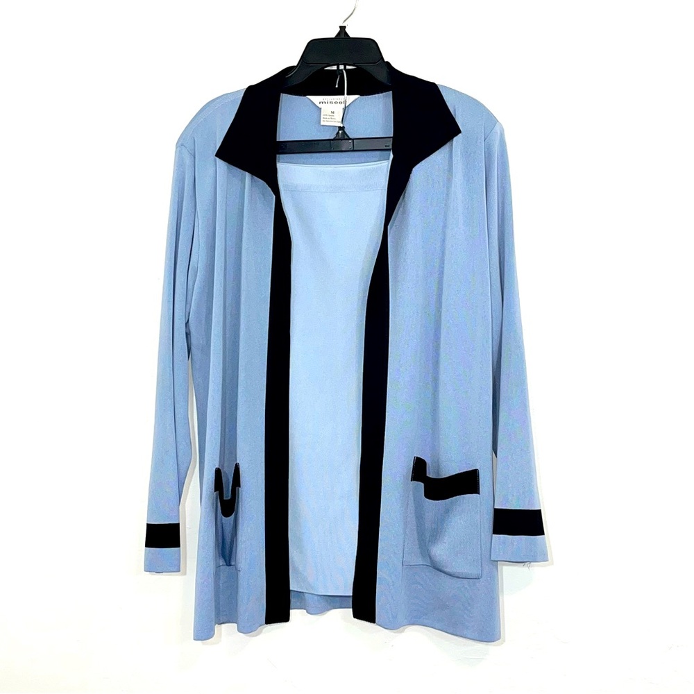Exclusively Misook Colorblock Open Knit Cardigan Jacket & Skirt Set M Petite